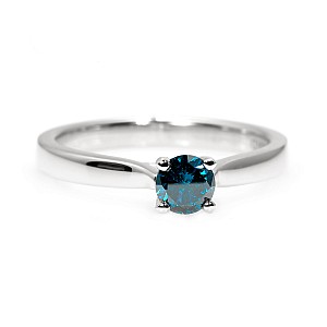 Inel de logodna Solitaire din Aur Alb 14k cu Diamant Albastru i122089db