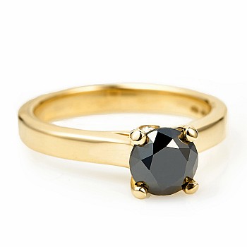 Inel de logodna i122797DnDi din Aur cu Diamant Negru si Diamante 