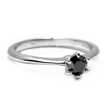 Inel de logodna i168dn model Tiffany din Aur cu Diamant Negru 0.20ct - 0.33ct