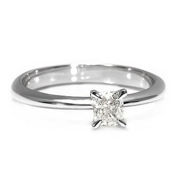 Inel de logodna Solitaire din Aur Alb 18k cu Diamant Cushion certificat GIA i3074DchDi