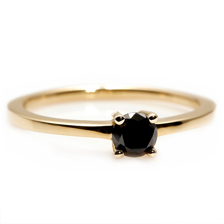 Inel de logodna din Aur Galben 18k cu Diamant Negru Rotund i71863dn