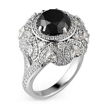 Inel de logodna i2699DnDi din Aur cu Diamant Negru si Diamante