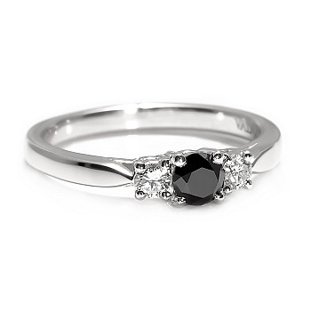 Inel de logodna i025DnDi din Aur cu Diamant Negru si Diamante 