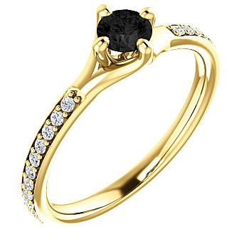 Inel de logodna i122392DnDi din Aur cu Diamant Negru si Diamante 