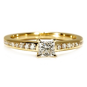 Inel de logodna din Aur Galben 18k cu Diamant Princess 0.50ct Certificat GIA i122866DipDi