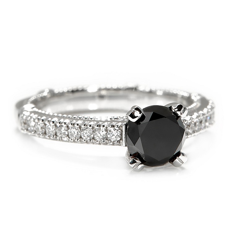 Inel de logodna model Verragio din Aur cu Diamant Negru si Diamante i636DnDi