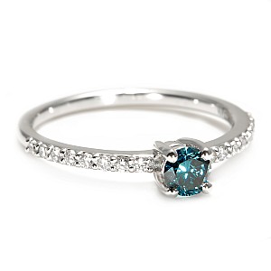 Inel de logodna din Aur Alb 14k cu Diamant Albastru 0.20ct si Diamante Incolore i1221908dbdi