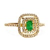 Inel de logodna din Aur Galben 18k cu Smarald Emerald Cut si Diamante i1903SmEmDi