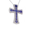 Cruciulita Unisex din Aur cu Diamante si Safire pan1581