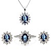 Set Complet Kate Middleton Inel Cercei si Pandantiv din Aur cu Safire si Diamante Naturale set055SfDi