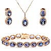 Set Fashion Bratara, Pandantiv si Cercei din Aur cu Tanzanite Ovale si Diamante set2118TzOvDi